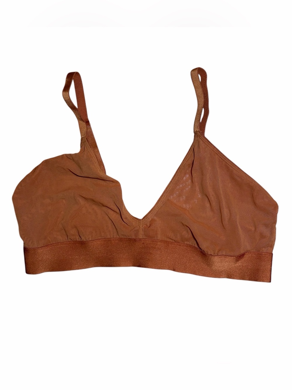 Parade Silky Mesh Triangle Bralette Bra Womens  XL Burnt Orange Wireless